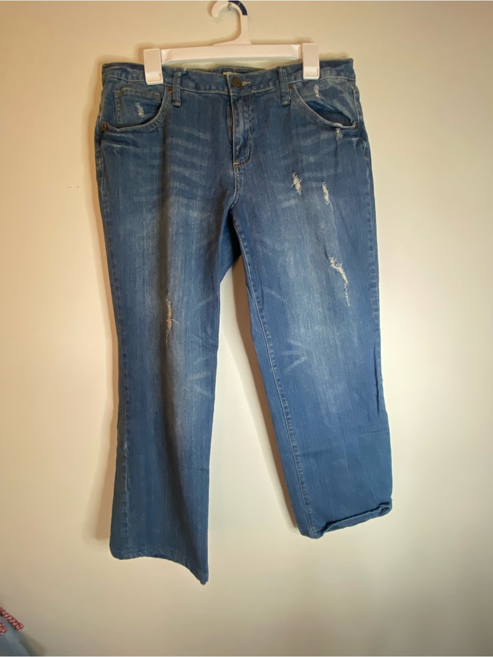 Fashion Bug Distressed Blue Flare Jeans
